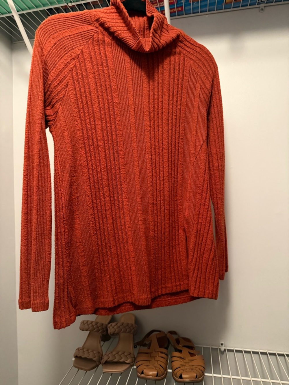 Cozy Maternity Ribbed Turtleneck Sweater in Burnt Orange